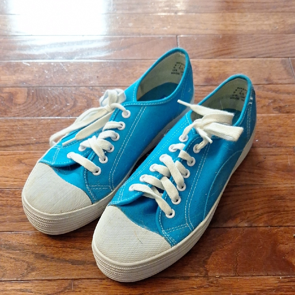 Blue Canvas Keds platform Sneakers with White Laces new!